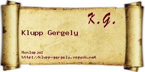 Klupp Gergely névjegykártya